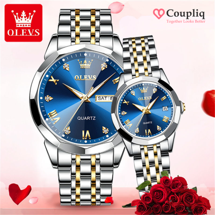 Olevs PremiumCouple Watch- Blue Dial - Image 1